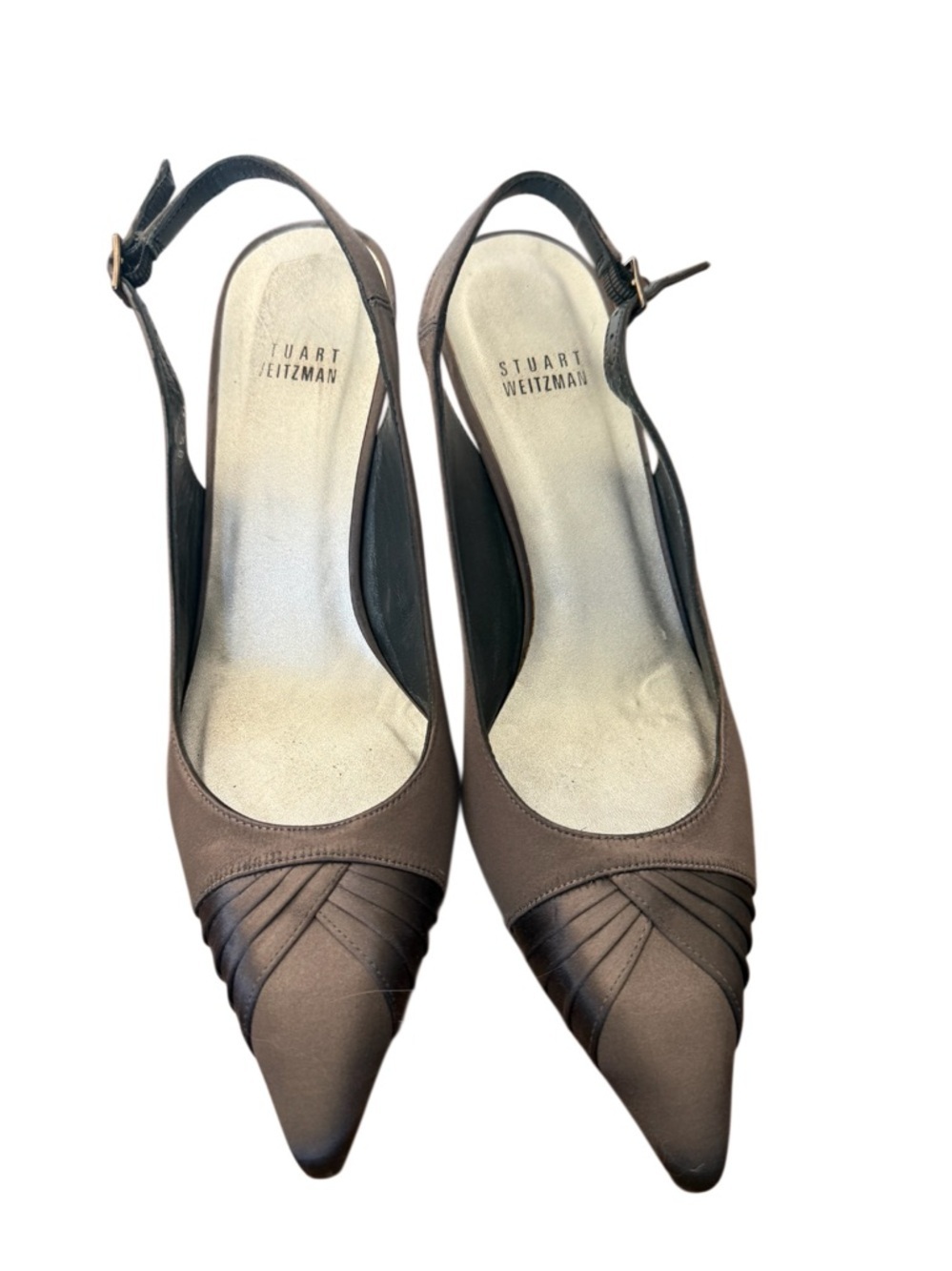 Stuart Weitzman Dk Silver Gray Pointed Slingback Pumps-Size 8.5M